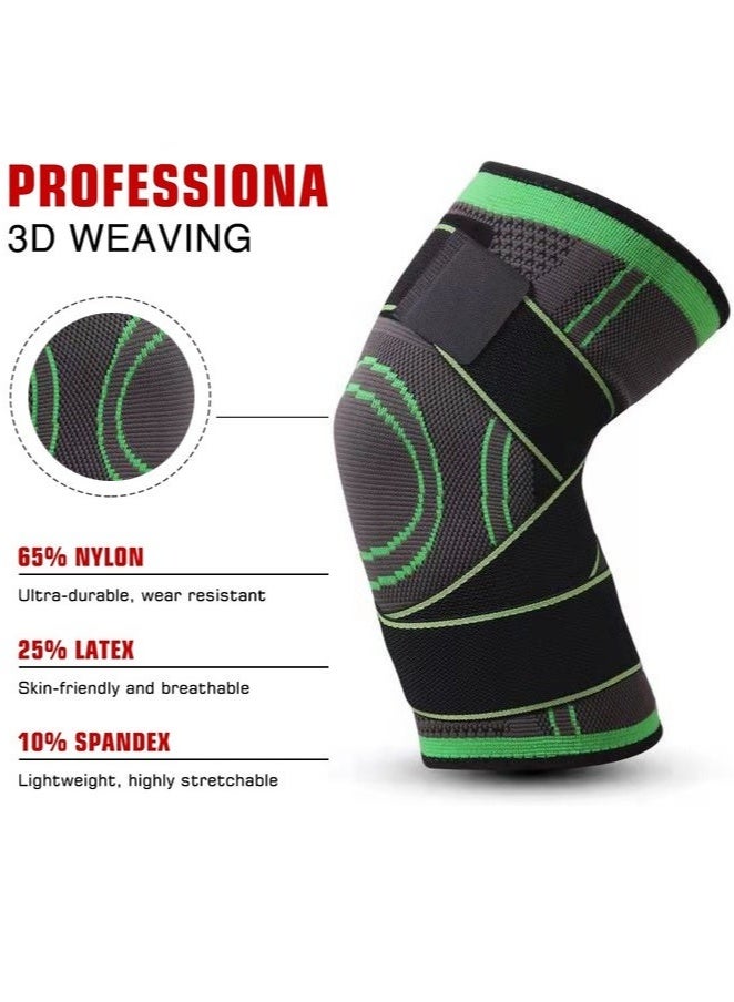 أس تس إل طقم ضغط الركبة وأكمام الركبة المكونة من قطعتين للرجال والنساء - كم دعم الركبة القابل للتعديل للجري وركوب الدراجات وكرة السلة + دعامة الكاحل لتخفيف التهاب اللفافة الأخمصية والكاحل الملتوي، وسادة الركبة - Image 3