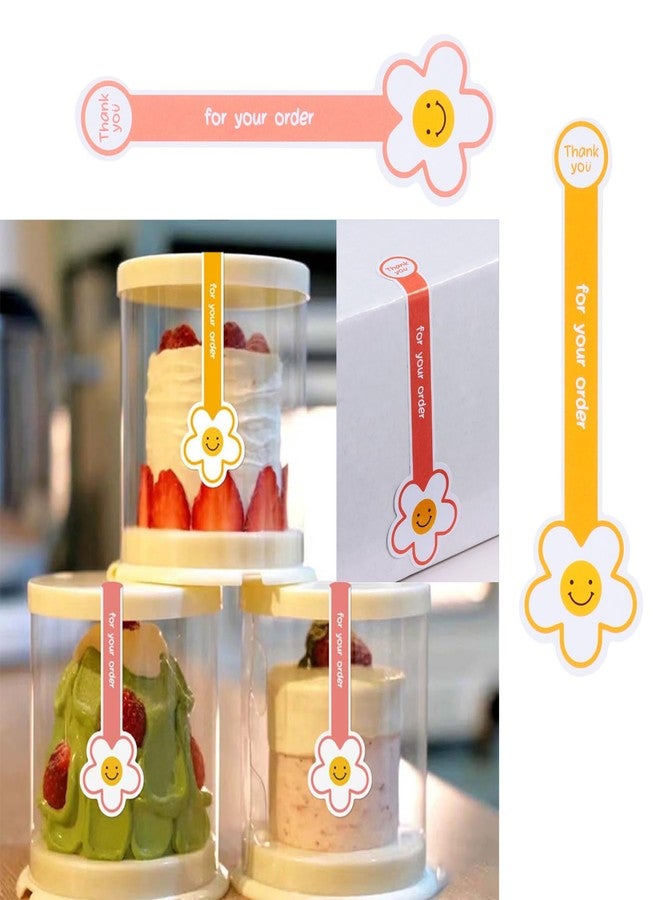 Beyonday 200pcs Handmade Lollipop Baking Stickers for Cake Box/Tins/Jars/Coffee Cups/Bottles, Long Label Flower Sealing Bakery Stickers for Gift Wrapping Self-Adhesive Tamper Evident Seal Labels - Image 4