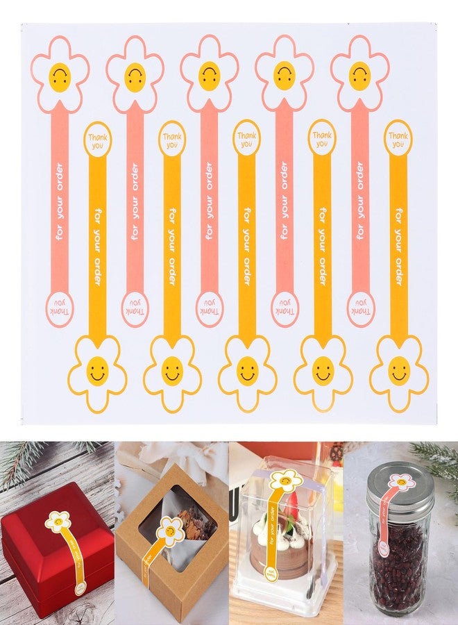 Beyonday 200pcs Handmade Lollipop Baking Stickers for Cake Box/Tins/Jars/Coffee Cups/Bottles, Long Label Flower Sealing Bakery Stickers for Gift Wrapping Self-Adhesive Tamper Evident Seal Labels - Image 1