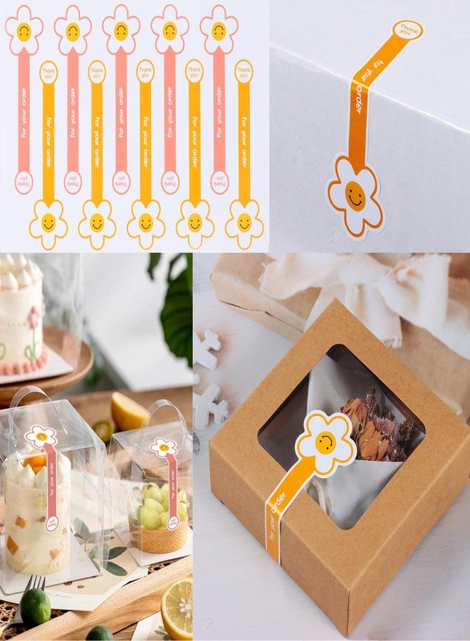 Beyonday 200pcs Handmade Lollipop Baking Stickers for Cake Box/Tins/Jars/Coffee Cups/Bottles, Long Label Flower Sealing Bakery Stickers for Gift Wrapping Self-Adhesive Tamper Evident Seal Labels - Image 3