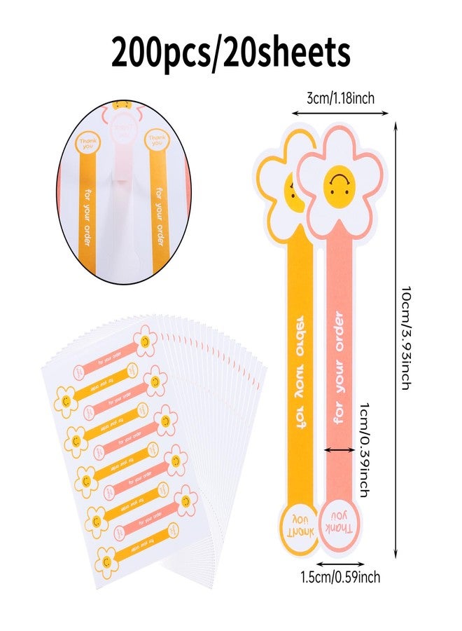 Beyonday 200pcs Handmade Lollipop Baking Stickers for Cake Box/Tins/Jars/Coffee Cups/Bottles, Long Label Flower Sealing Bakery Stickers for Gift Wrapping Self-Adhesive Tamper Evident Seal Labels - Image 2