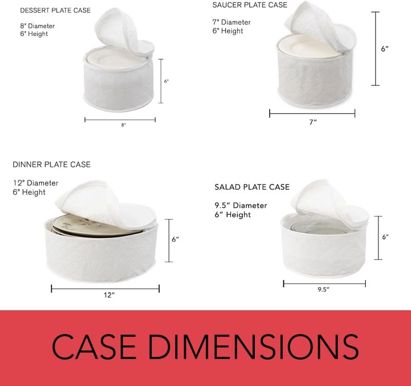 LAMINET 6 Piece Quilted Dinnerware Storage Starter Set - Includes 4 Plate Cases, 1 Cup Case & Platter Case - WHITE - Image 5