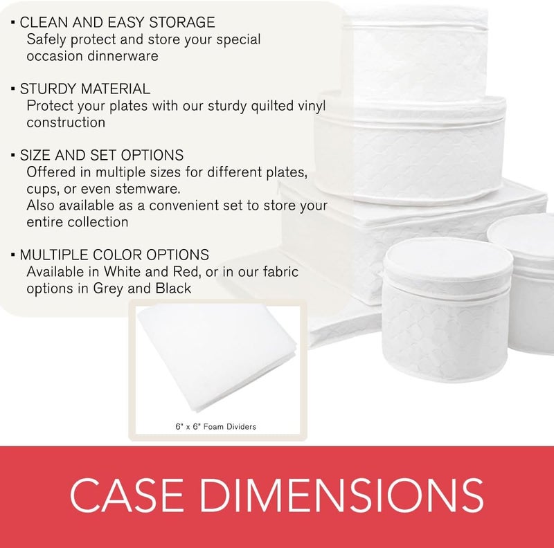 LAMINET 6 Piece Quilted Dinnerware Storage Starter Set - Includes 4 Plate Cases, 1 Cup Case & Platter Case - WHITE - Image 4