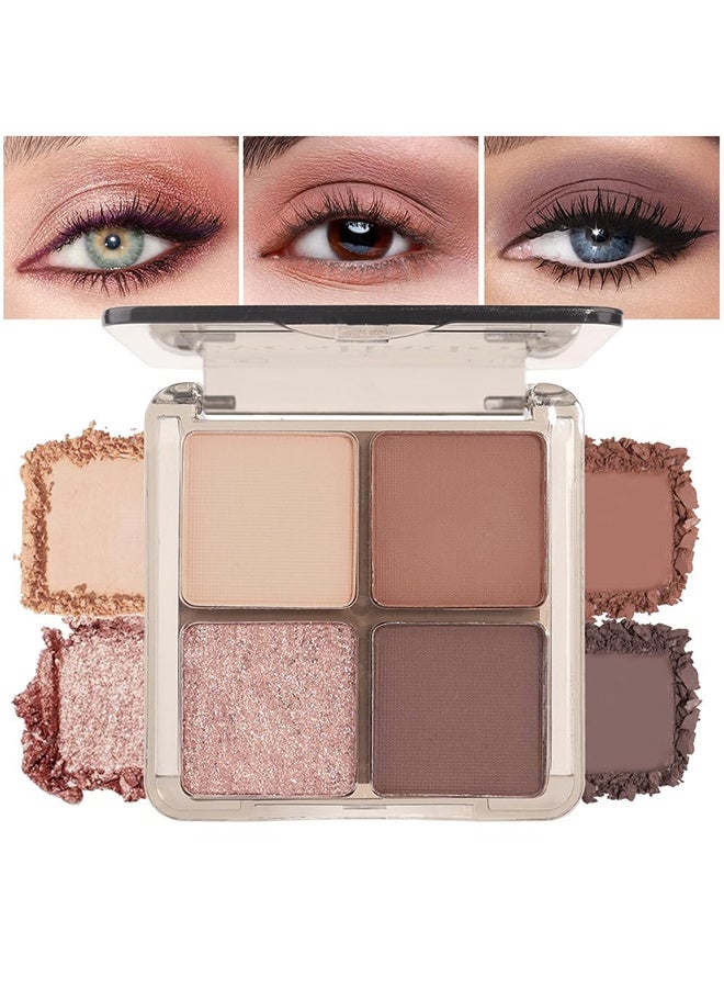 MYHO Brilliant And Bright Four-Color Eyeshadow Palette, Neutral Nude Brown Eye Enhancers Eyeshadow Palette, Metallic and Shimmer Magic Eyeshadow, Velvety Pigmented Creamy Formula, Four Way Quad Eye Shadow Palette 02#Shimmer&Matte Brown - Image 1