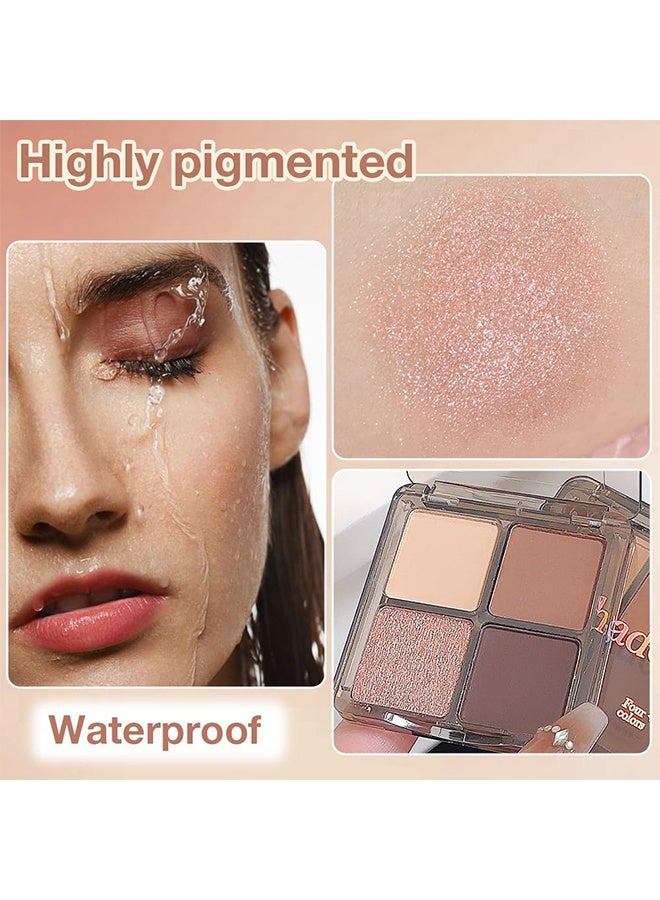 MYHO Brilliant And Bright Four-Color Eyeshadow Palette, Neutral Nude Brown Eye Enhancers Eyeshadow Palette, Metallic and Shimmer Magic Eyeshadow, Velvety Pigmented Creamy Formula, Four Way Quad Eye Shadow Palette 02#Shimmer&Matte Brown - Image 4