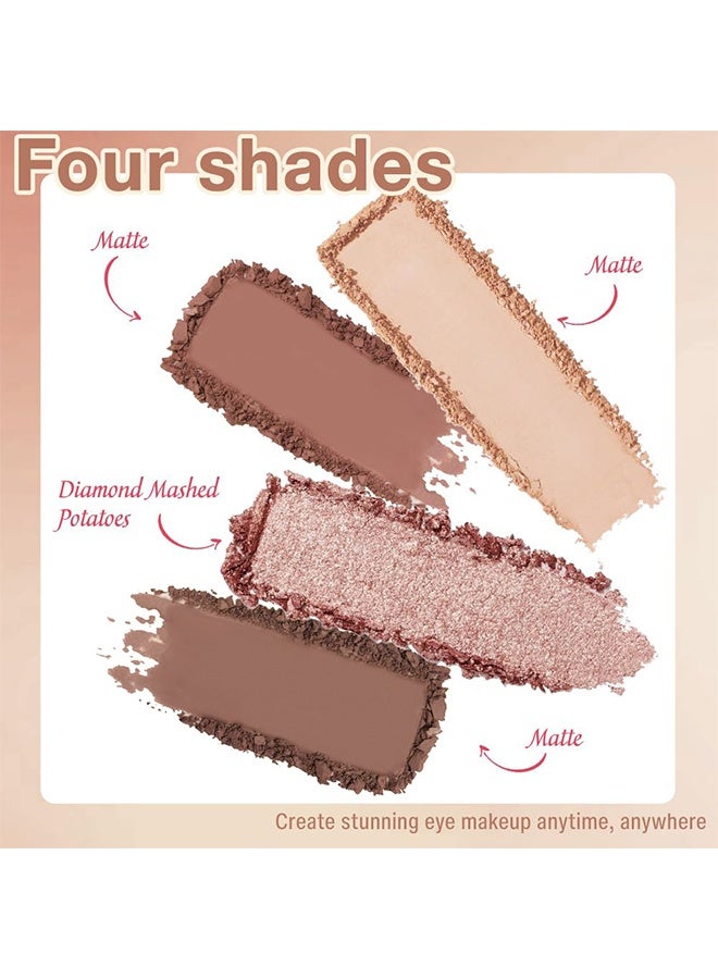 MYHO Brilliant And Bright Four-Color Eyeshadow Palette, Neutral Nude Brown Eye Enhancers Eyeshadow Palette, Metallic and Shimmer Magic Eyeshadow, Velvety Pigmented Creamy Formula, Four Way Quad Eye Shadow Palette 02#Shimmer&Matte Brown - Image 3