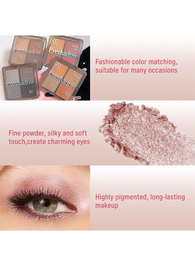 MYHO Brilliant And Bright Four-Color Eyeshadow Palette, Neutral Nude Brown Eye Enhancers Eyeshadow Palette, Metallic and Shimmer Magic Eyeshadow, Velvety Pigmented Creamy Formula, Four Way Quad Eye Shadow Palette 02#Shimmer&Matte Brown - Image 5