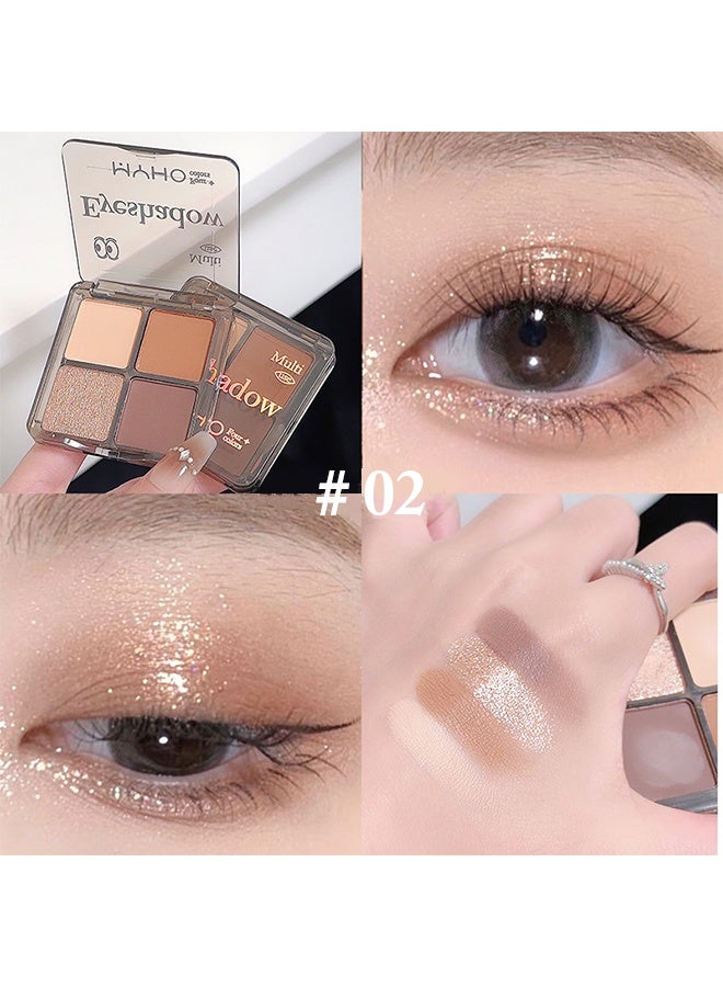 MYHO Brilliant And Bright Four-Color Eyeshadow Palette, Neutral Nude Brown Eye Enhancers Eyeshadow Palette, Metallic and Shimmer Magic Eyeshadow, Velvety Pigmented Creamy Formula, Four Way Quad Eye Shadow Palette 02#Shimmer&Matte Brown - Image 2