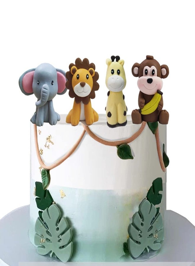 DiDida Jungle Safari Animal Cake Topper with Lion Giraffe Monkey Elephant for Baby Shower - Image 2
