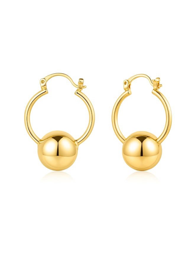 KesaPlan Gold Ball Dangle Earrings for Women Sterling Silver Ball Drop Earrings Hypoallergenic Round Ball Hoop Earring Leverback Lightweight Earrings Fashion Jewelry - Image 1