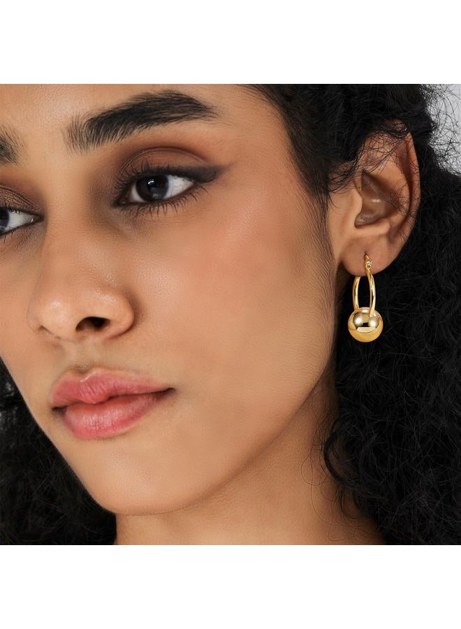 KesaPlan Gold Ball Dangle Earrings for Women Sterling Silver Ball Drop Earrings Hypoallergenic Round Ball Hoop Earring Leverback Lightweight Earrings Fashion Jewelry - Image 2
