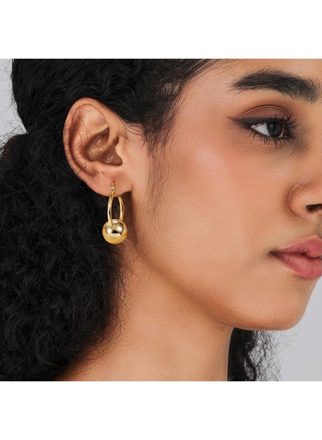 KesaPlan Gold Ball Dangle Earrings for Women Sterling Silver Ball Drop Earrings Hypoallergenic Round Ball Hoop Earring Leverback Lightweight Earrings Fashion Jewelry - Image 4