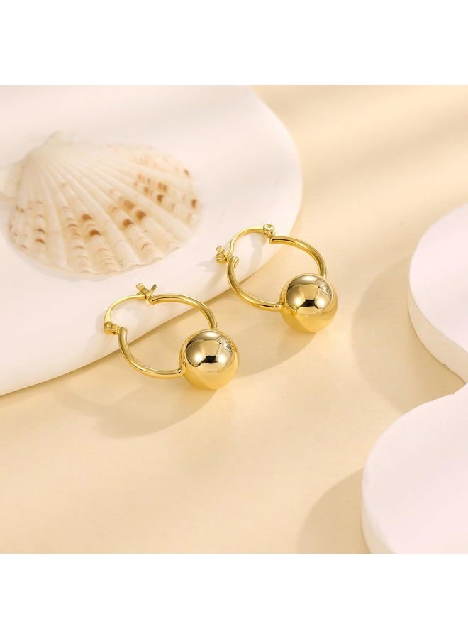KesaPlan Gold Ball Dangle Earrings for Women Sterling Silver Ball Drop Earrings Hypoallergenic Round Ball Hoop Earring Leverback Lightweight Earrings Fashion Jewelry - Image 5