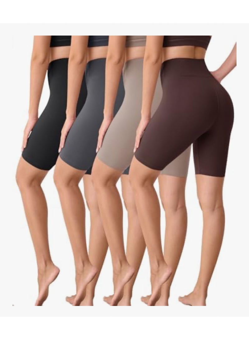 VALANDY Creamlush 4 Pack Biker Shorts Women-8" High Waisted Stretchy Soft Yoga Lounge Shorts - Image 1