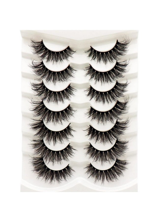 Losha - Eyelashes Fluffy Natural Cat Eye False Eyelashes 7 Pairs Pack Handmade Wispy Faux Mink Lashes (Style5 Wispy Cat Eye Lashes) - Image 1