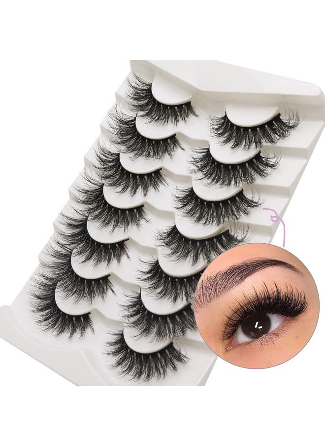 Losha - Eyelashes Fluffy Natural Cat Eye False Eyelashes 7 Pairs Pack Handmade Wispy Faux Mink Lashes (Style5 Wispy Cat Eye Lashes) - Image 1