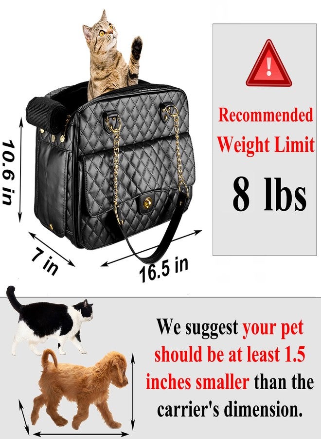 NewEle Fashion Dog Purse Carrier for Small Dogs with Large Pockets, Holds Up to 8lbs Quality PU Leather Pet Carrier, Cat Carrier, Airline Approved Puppy Purse Carrier for Travel (Black, Small Size) - Image 3