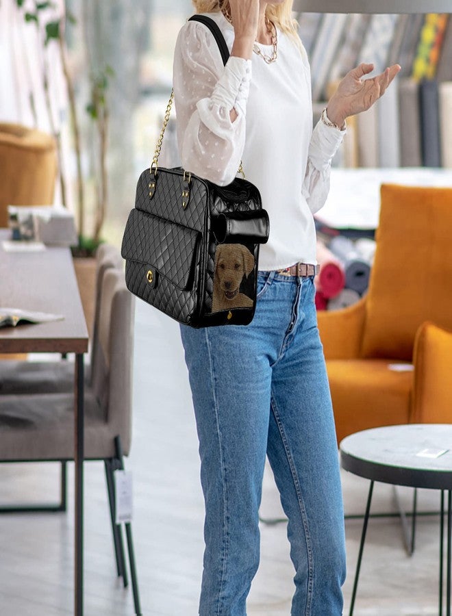 NewEle Fashion Dog Purse Carrier for Small Dogs with Large Pockets, Holds Up to 8lbs Quality PU Leather Pet Carrier, Cat Carrier, Airline Approved Puppy Purse Carrier for Travel (Black, Small Size) - Image 2