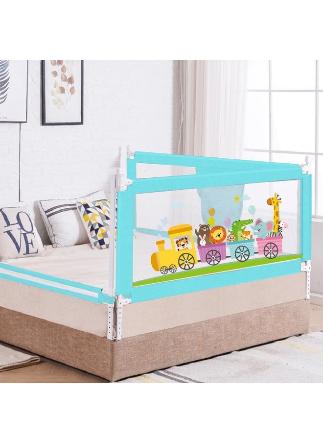 R for Rabbit Safari Bed Rail For Baby Easy Install, One Side Bed Rail (Pack 1) Anti-Fall Safeguard For Toddler Safety 175 X 100 Cm |Adjustable Height & Foldable Protector With Storage Pocket For Kids 6X3 Ft (Blue)  - Image 1