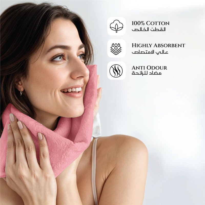 Rest منشفة وجه 1PC 100% قطن 30x30 سم ، 12x12 بوصة بلون وردي باهت ناعمة وعالية الامتصاص بجودة فائقة النعومة - Image 4