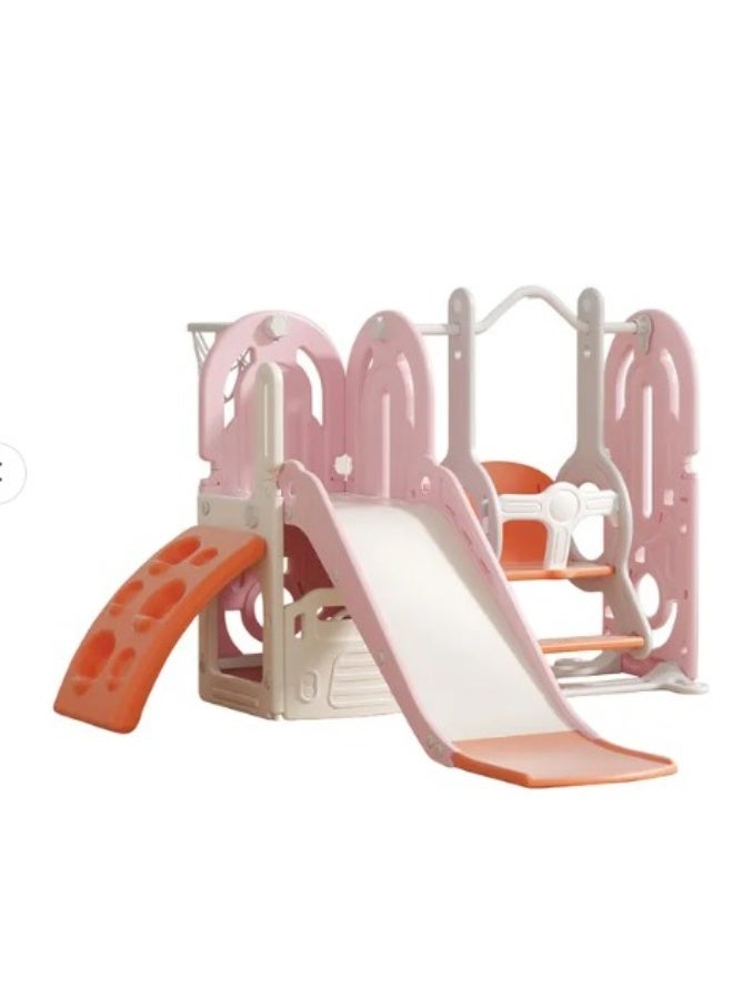 فول جوي مجموعة زحليقة وأرجوحة مع حلقة كرة سلة و متسلق 4*1 للأطفال،مجموعة ملعب داخلي وخارجي للأطفال الصغار،مجموعة ألعاب متسلقة للأطفال - Image 2