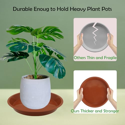 TNTIWQ 6 Pack 10 Inch Round Plant Saucers for Less 8.4 Inch Pot Indoors Outdoors Plant Trays for Pots Planter Saucer Plastic Plant Drip Tray Planter Water Tray for Potted Plants (Terracotta, 10"(6pcs)) - Image 4