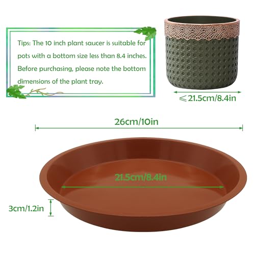 TNTIWQ 6 Pack 10 Inch Round Plant Saucers for Less 8.4 Inch Pot Indoors Outdoors Plant Trays for Pots Planter Saucer Plastic Plant Drip Tray Planter Water Tray for Potted Plants (Terracotta, 10"(6pcs)) - Image 2