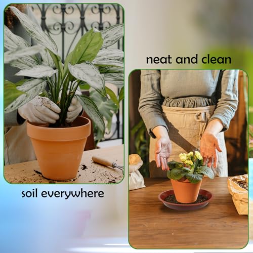 TNTIWQ 6 Pack 10 Inch Round Plant Saucers for Less 8.4 Inch Pot Indoors Outdoors Plant Trays for Pots Planter Saucer Plastic Plant Drip Tray Planter Water Tray for Potted Plants (Terracotta, 10"(6pcs)) - Image 5