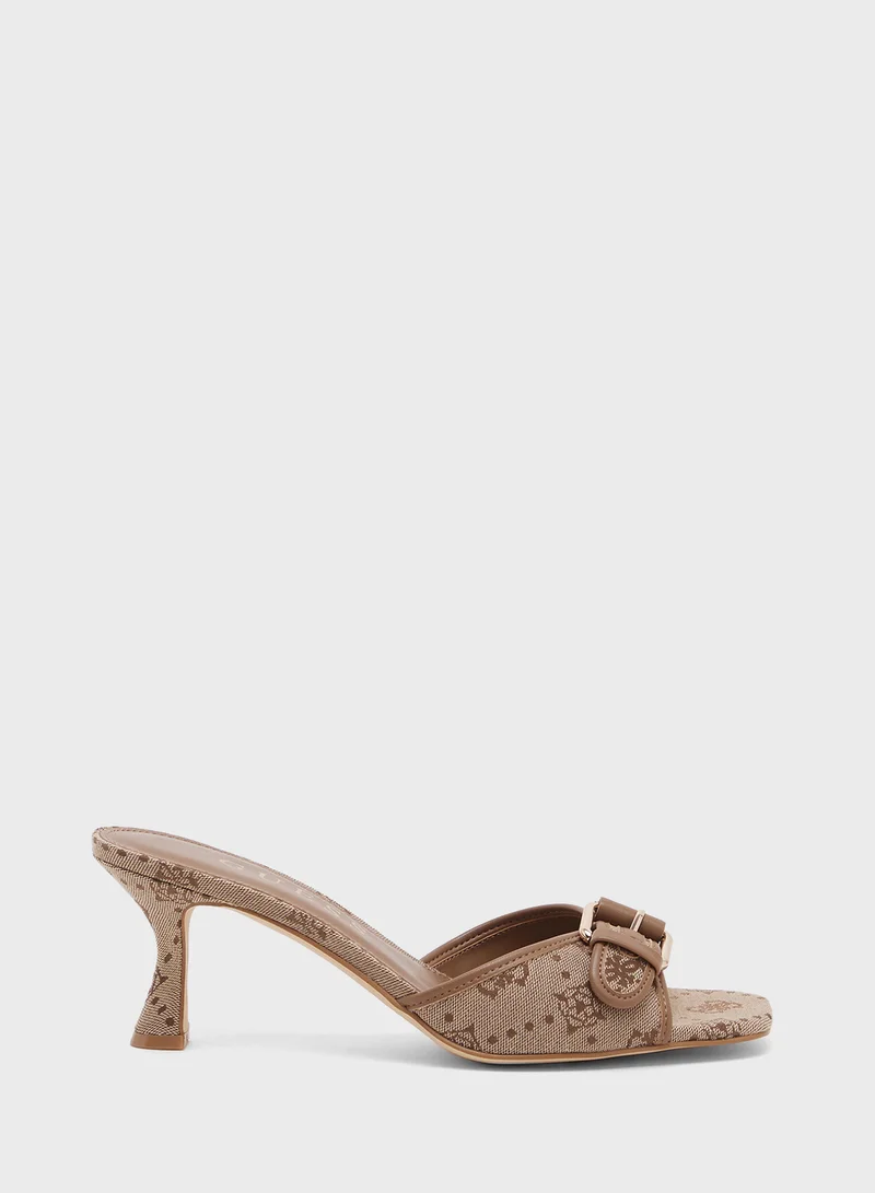 جس Single Strap Mid Heel Sandals