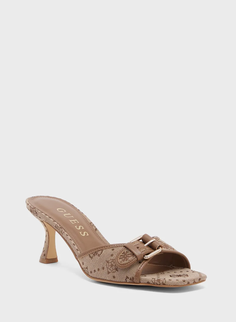 جس Single Strap Mid Heel Sandals