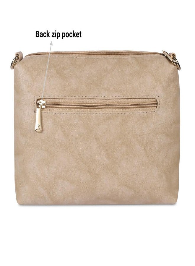 Mochi Women's Beige Faux Leather Quilted Sling Bag with Adjustable Strap (66-7549) - Image 4