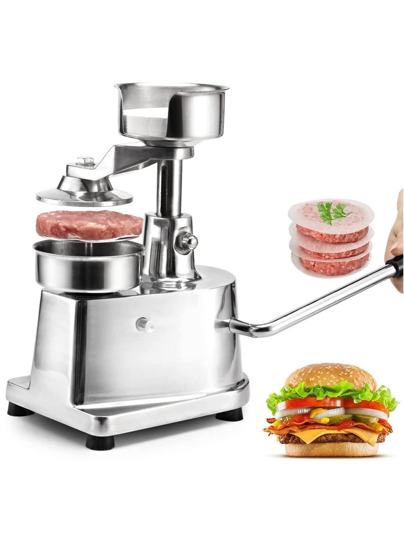 LETWOO LETWOO 100mm Commercial Hamburger Press Patty Maker Stainless Steel Burger Press Tool Heavy Duty Meat Forming Processor 500 Pcs Patty Papers Sliver  - Image 1