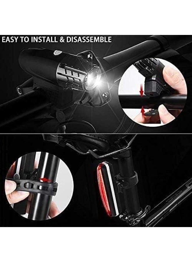 USB Rechargeable Front and Rear Bike Light Set With 4 Modes, IPX4 Waterproof and Adjustable Mount - Image 4