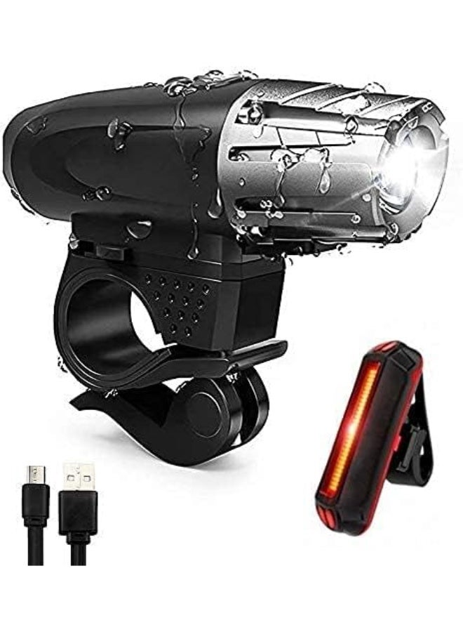 USB Rechargeable Front and Rear Bike Light Set With 4 Modes, IPX4 Waterproof and Adjustable Mount - Image 1