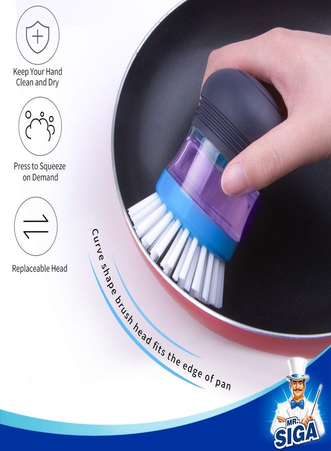 Mr Siga MR.SIGA Soap Dispensing Palm Brush Storage Set, Kitchen Brush with Holder for Pot Pan Sink Cleaning, 1 Set - Image 5