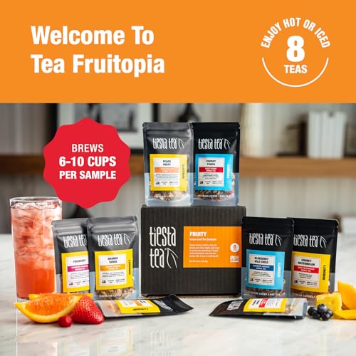 Tiesta Tea - Fruity Tea Sampler Dry Flight Set, Loose Leaf, No Caffeine, Makes Hot and Iced, Assorted Fruit Brews with Mango, Peach, Orange Drinks & More, 8 Resealable Sample Pouches - Image 2
