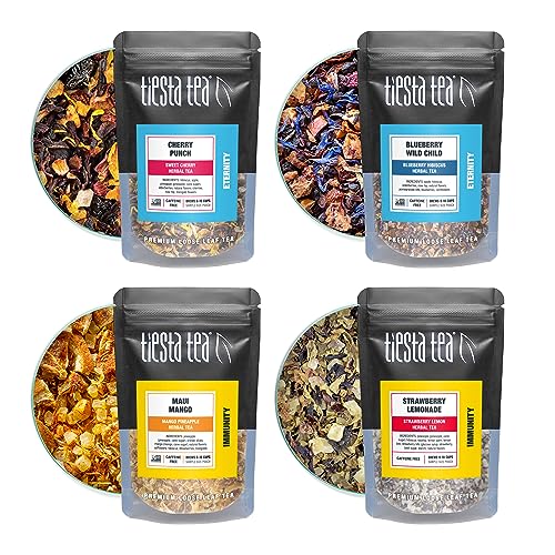 Tiesta Tea - Fruity Tea Sampler Dry Flight Set, Loose Leaf, No Caffeine, Makes Hot and Iced, Assorted Fruit Brews with Mango, Peach, Orange Drinks & More, 8 Resealable Sample Pouches - Image 4