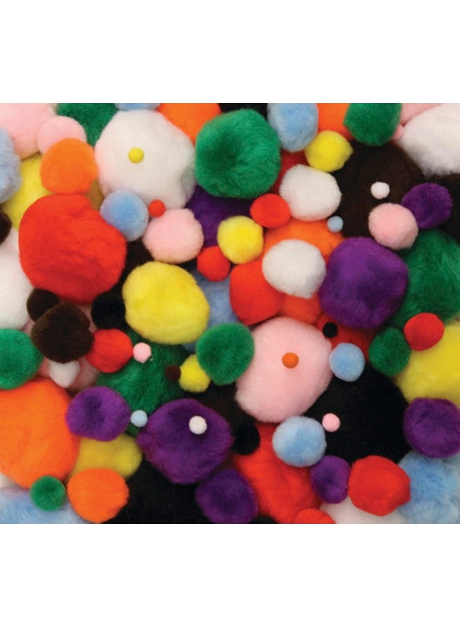 Chenille Kraft Creativity Street Pom Pons, Assorted Bright Colors, Various Sizes, Set of 100 - Image 3