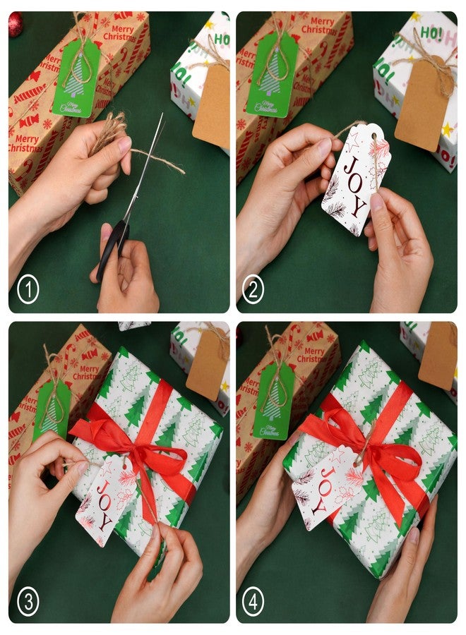Luckonway Christmas Gift Tags - 48-Pack Premium Paper Labels with Natural String, Christmas Name Stickers Featuring Snowflake, Tree, Joy Motifs for Personalizing Holiday Presents - Image 4