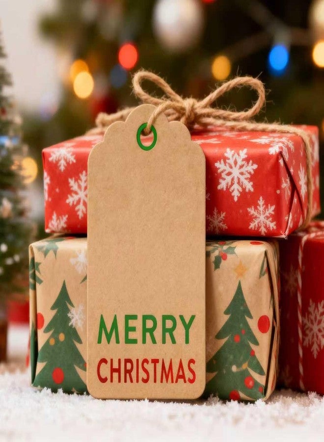 Luckonway Christmas Gift Tags - 48-Pack Premium Paper Labels with Natural String, Christmas Name Stickers Featuring Snowflake, Tree, Joy Motifs for Personalizing Holiday Presents - Image 3