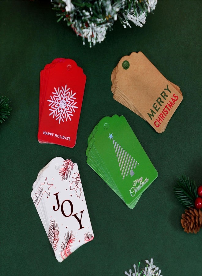 Luckonway Christmas Gift Tags - 48-Pack Premium Paper Labels with Natural String, Christmas Name Stickers Featuring Snowflake, Tree, Joy Motifs for Personalizing Holiday Presents - Image 5
