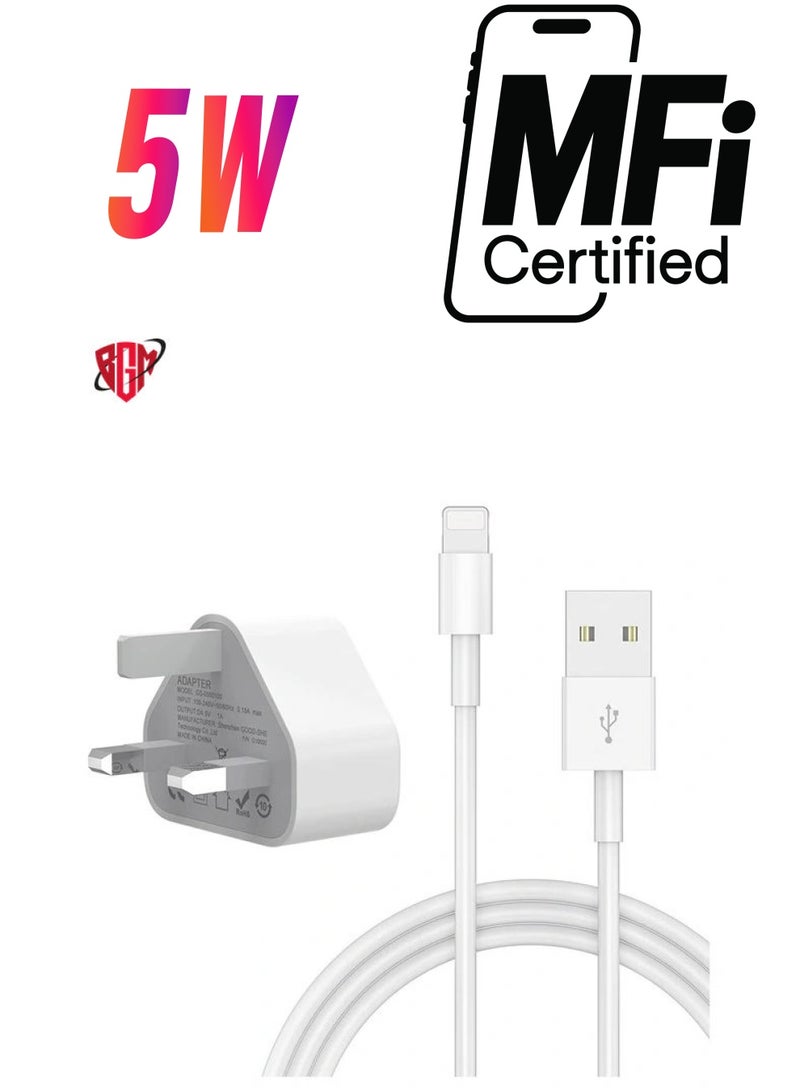BGM 5V 1A Power Adapter Supply, USB Charger Cable and Plug Compatible for i Phone 5S, 6, 6S, 6 Plus, 6S Plus, 7, 7 Plus, 8, 8 Plus, XS, X, XS Max, 11, XR, i Pod Touch 5G Power Cord  - Image 1