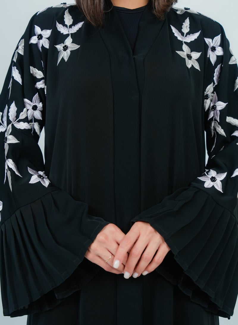 روزيت عباية عباية مزينة بأكمام مطرزة وتصميم بكسرات - Image 2