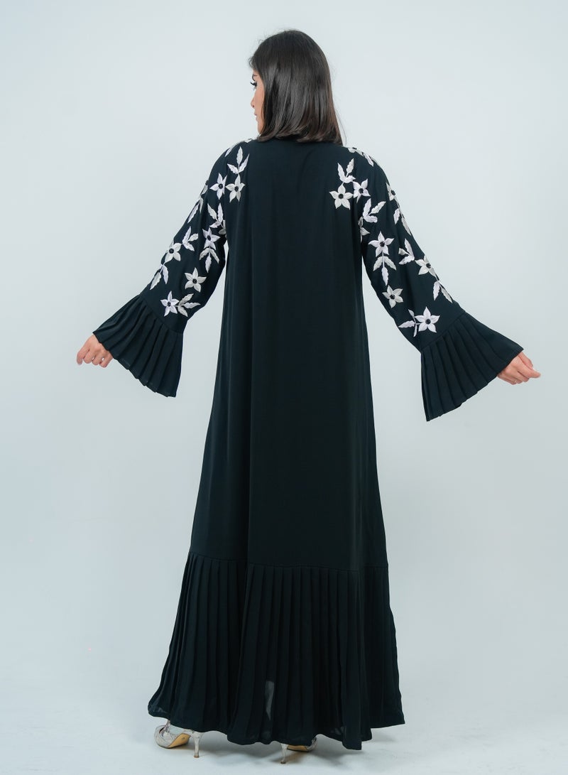 روزيت عباية عباية مزينة بأكمام مطرزة وتصميم بكسرات - Image 3