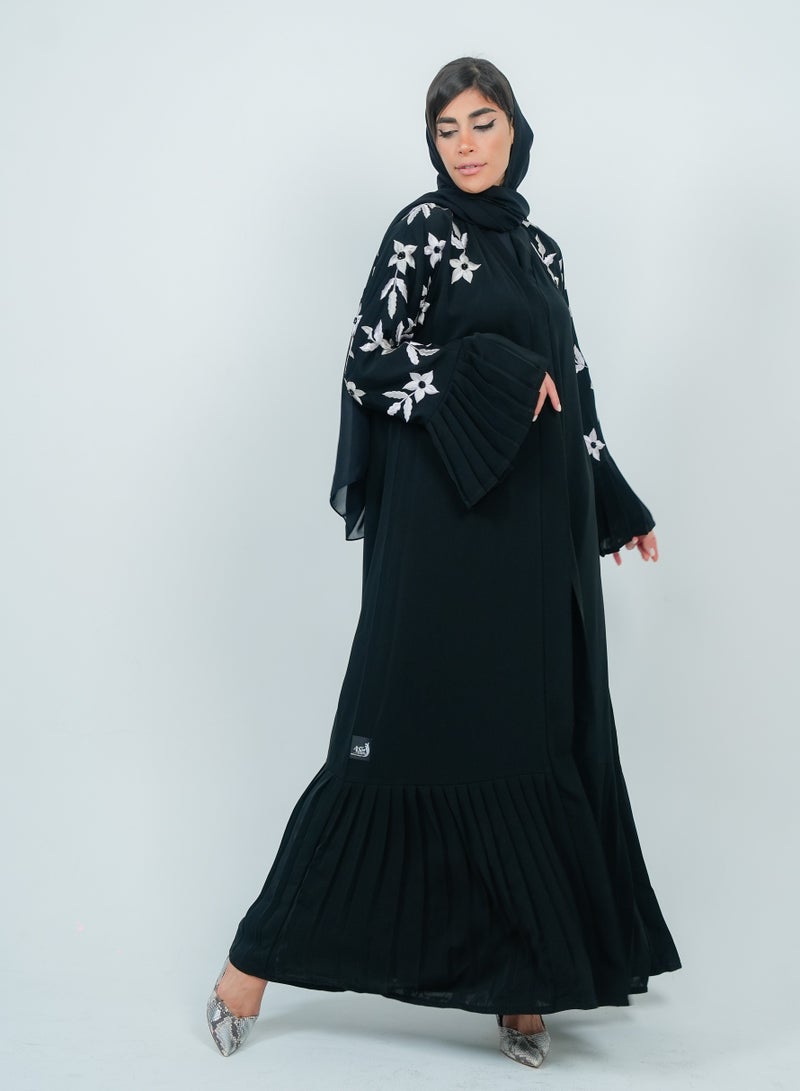 روزيت عباية عباية مزينة بأكمام مطرزة وتصميم بكسرات - Image 4