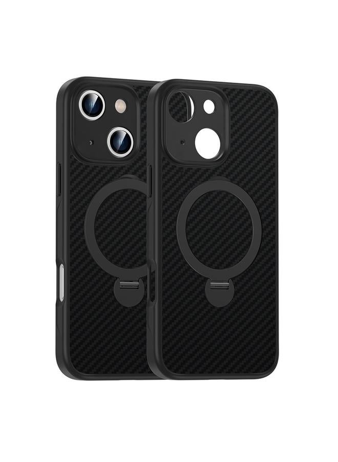 S-TOP Case For iPhone 14 Plus Carbon Fiber MagSafe 360 Degree Rotating Holder Phone Case - Image 1