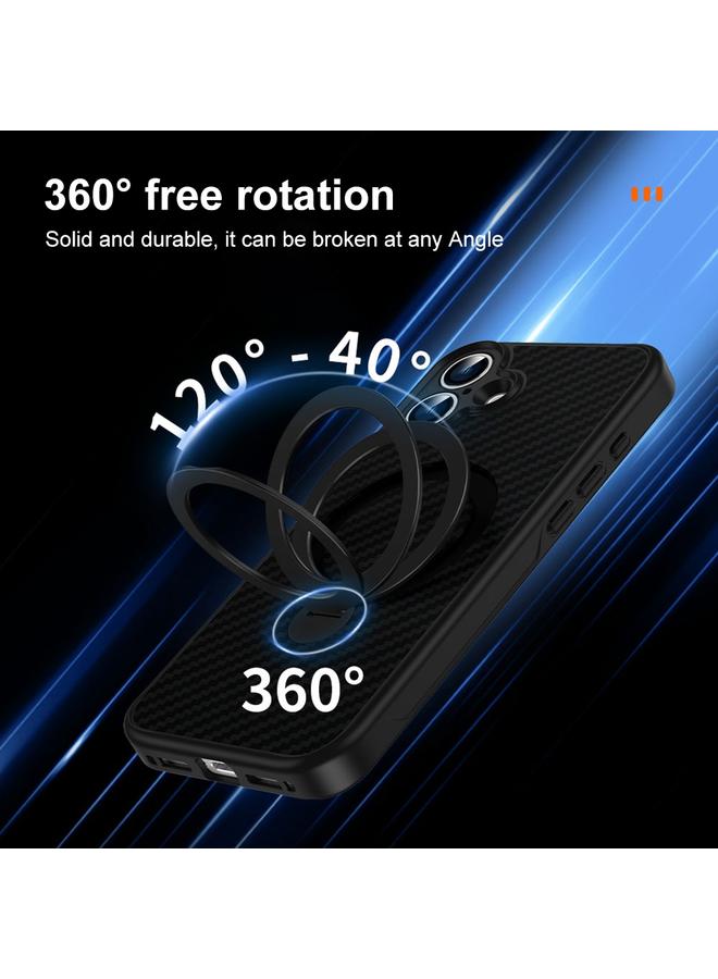 S-TOP Case For iPhone 14 Plus Carbon Fiber MagSafe 360 Degree Rotating Holder Phone Case - Image 2