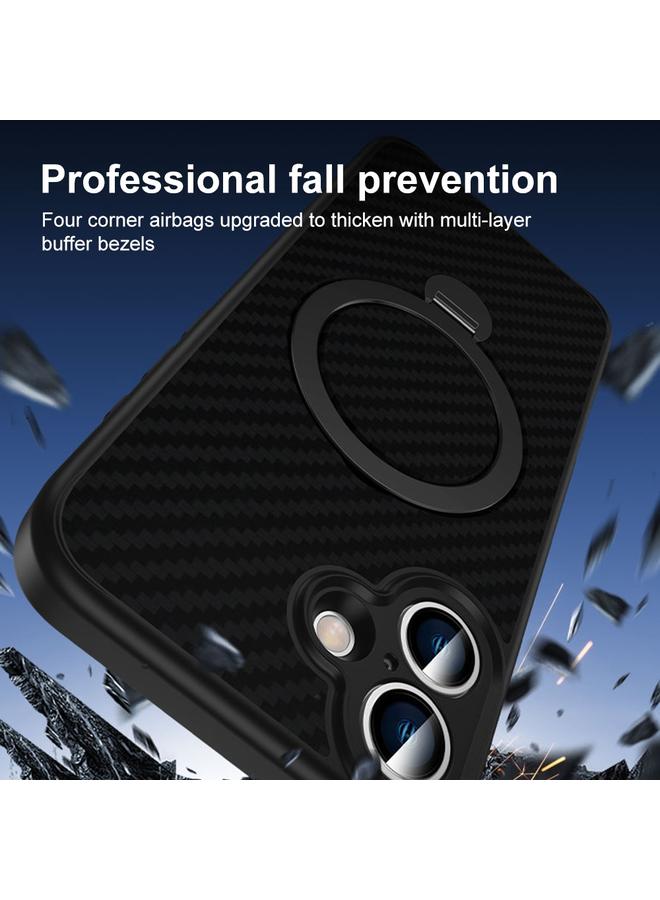 S-TOP Case For iPhone 14 Plus Carbon Fiber MagSafe 360 Degree Rotating Holder Phone Case - Image 5
