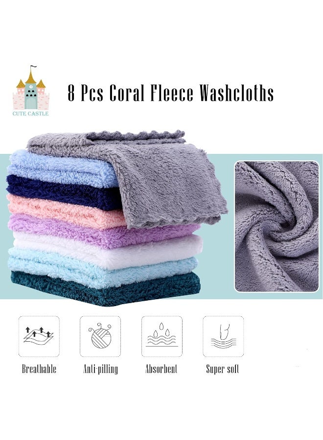 Cute Castle 2 Pack Hooded Baby Towel Rayon Made from Bamboo with 8 Washcloths - Soft Bath Towel for Bathtub for Babie, Newborn, Infant, Natural Baby Stuff Towel (Duck and Rabbit) - Image 3