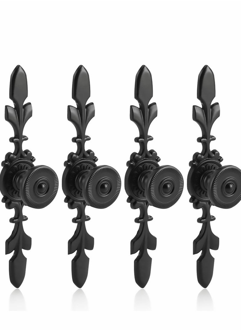 Y&D Pull Handle Door Knob, 4 Pcs Vintage Style Knob Back Plate for Home Furniture Drawer Cabinet Dresser Closet Wardrobe Cupboard with Screw, Black  - Image 1